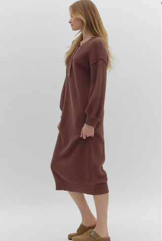 Cocoa Cozy Knitted Midi Dress