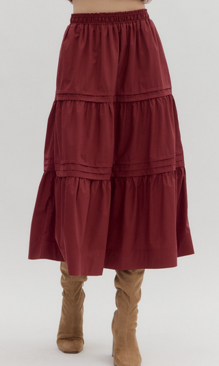 Wine About It Tiered Midi Skirt
