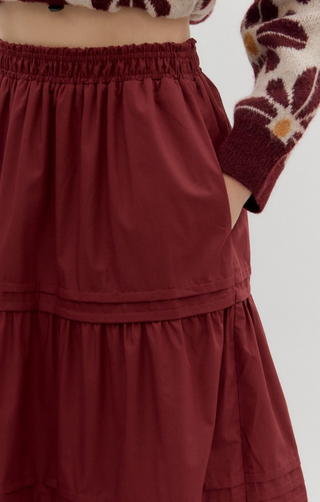 Wine About It Tiered Midi Skirt