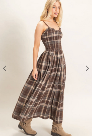 Simply Plaid Smocked Midi Dress