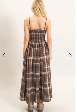 Simply Plaid Smocked Midi Dress