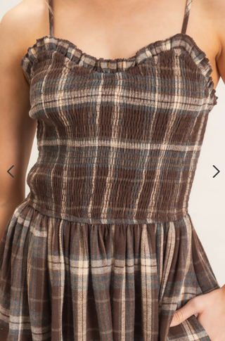 Simply Plaid Smocked Midi Dress