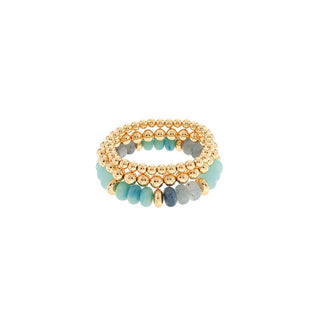 3 Row Marble & CCB Bead Bracelet