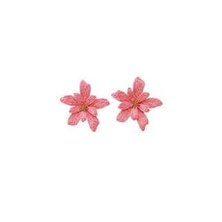 Pointed Raffia Flower Earrings
