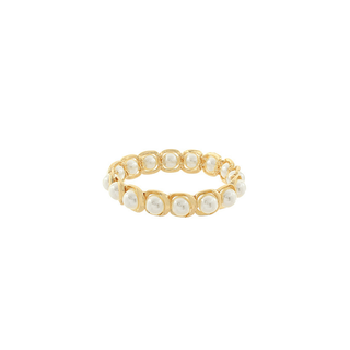 Pearl On Cast Linked Stretch Bracelet