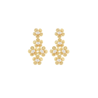 Cluster Flower w/Pearl Earrings