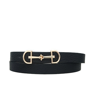 Horsebit Buckle Skinny Belt