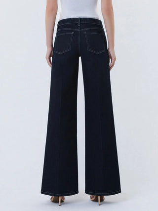 Mid Rise Dark Wash Wide Leg Jeans