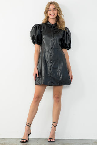 Together For Leather Button Up Dress