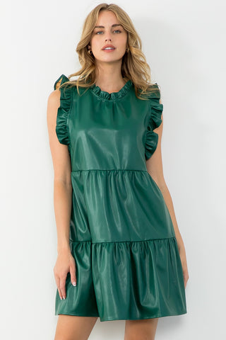 Live In Leather Tiered Dress