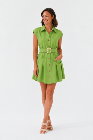 Karlie Solid Linen Button Shirt Dress