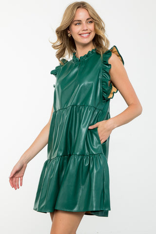 Live In Leather Tiered Dress