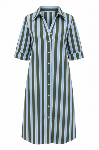 Karlie Striped Maxi Shirt Dress