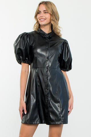 Together For Leather Button Up Dress