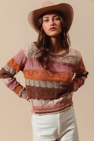 Falling Leaves Striped Sweater
