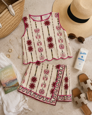 Pink Palms Skort Set