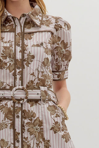 Autumn Blooms Button Up Dress