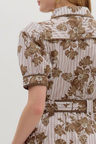 Autumn Blooms Button Up Dress