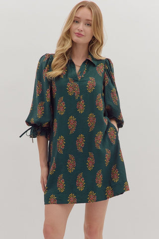 Wonder-fall Floral Collared Dress
