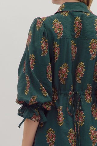 Wonder-fall Floral Collared Dress