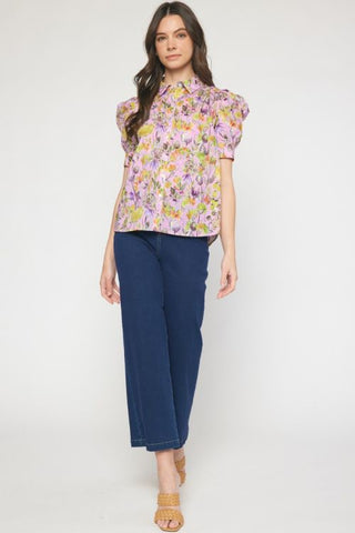 Just Vine Floral Button Up Top
