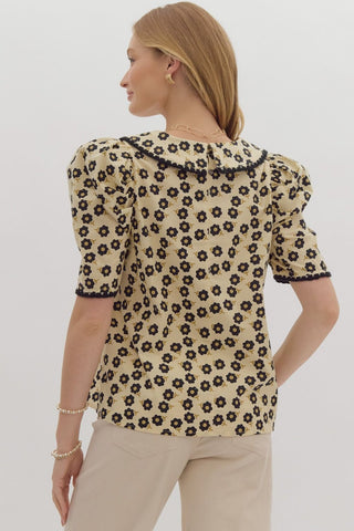 Classic Charm Floral Collared Top