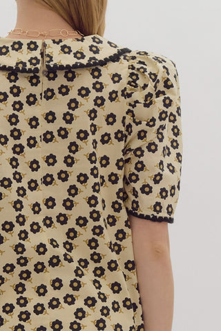 Classic Charm Floral Collared Top