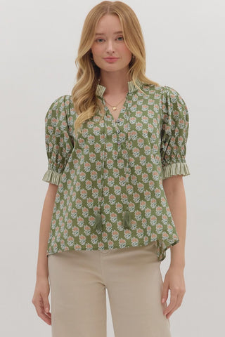 Olive The Flowers Floral Top