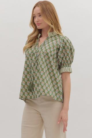 Olive The Flowers Floral Top
