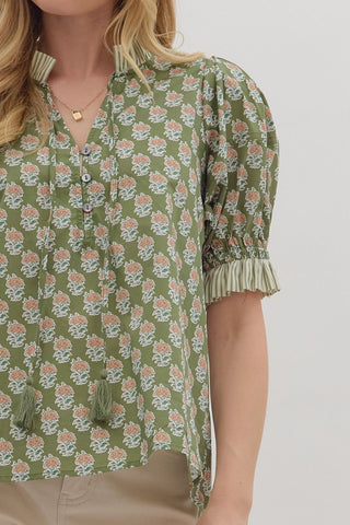 Olive The Flowers Floral Top