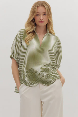 Olive The Stripes Scallop Hem Top