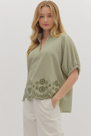 Olive The Stripes Scallop Hem Top