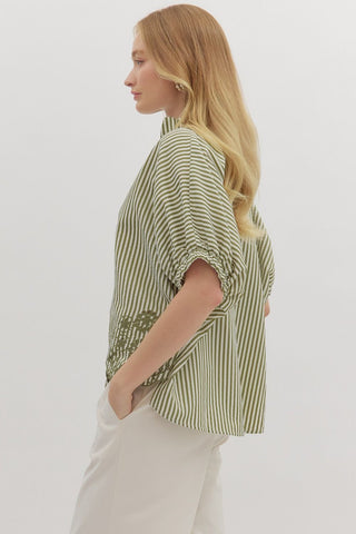 Olive The Stripes Scallop Hem Top
