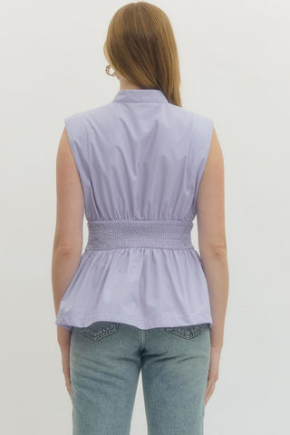 Polished Peplum Zip Front Top