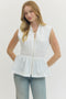 Polished Peplum Zip Front Top
