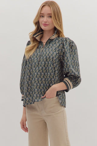 Zip The Day Away Floral Top