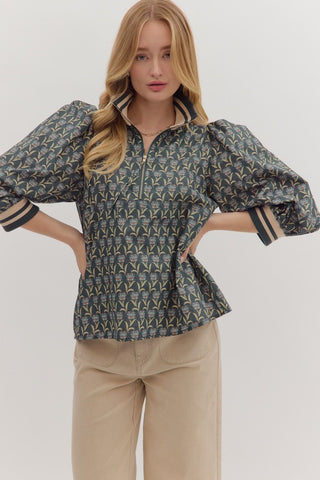 Zip The Day Away Floral Top