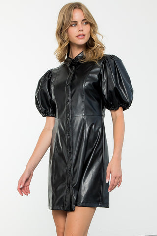 Together For Leather Button Up Dress