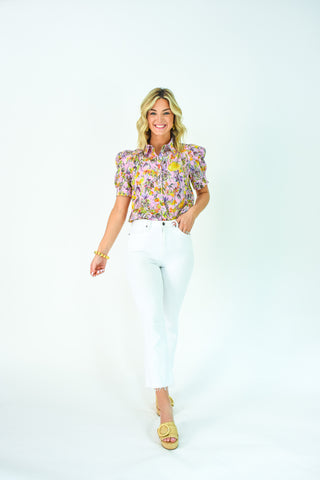 Just Vine Floral Button Up Top