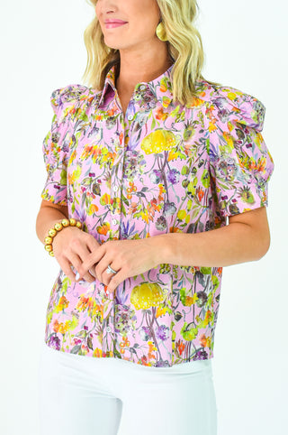 Just Vine Floral Button Up Top