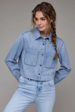 Hidden Cropped Denim Shirt