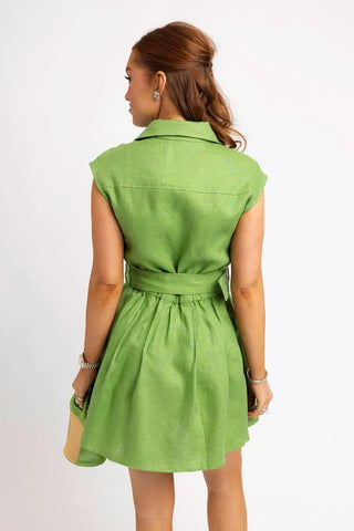 Karlie Solid Linen Button Shirt Dress