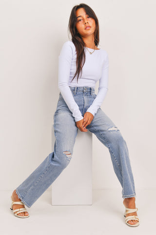 Just Black Distressed Dad Jean