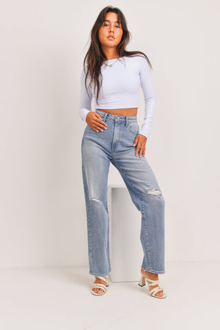 Just Black Distressed Dad Jean