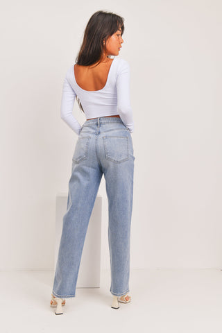 Just Black Distressed Dad Jean