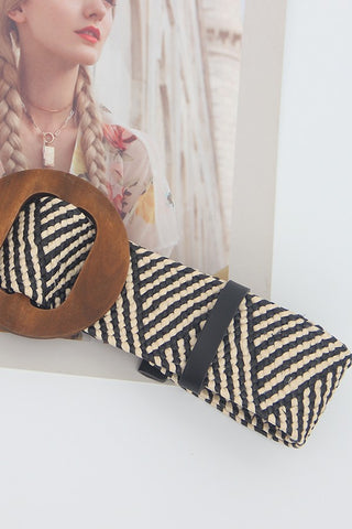 Woven Straw Wooden Buckle Belt