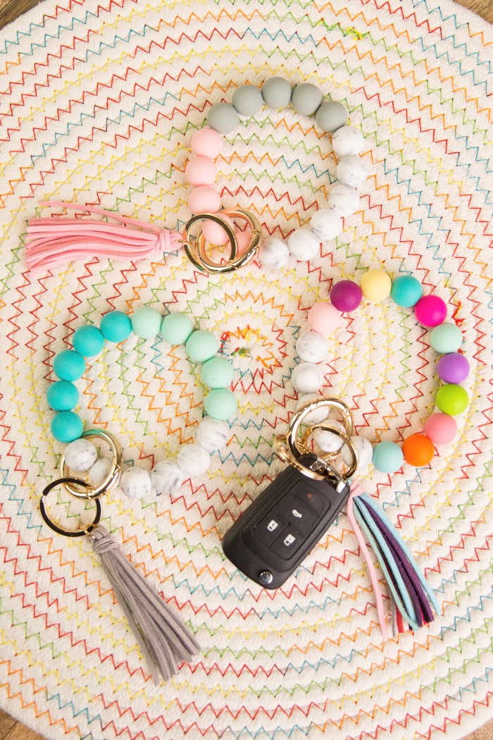 Three Tone Silicone Key Ring Bracelet
