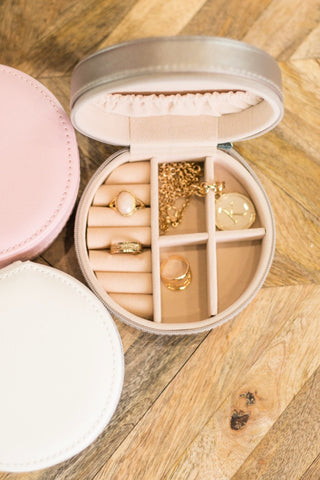 Circle Mini Jewelry Travel Box Organizer