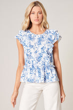Load image into Gallery viewer, That Thing You Blue Floral Top
