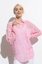 Load image into Gallery viewer, Hungry For Pink Eyelet Button Up Top
